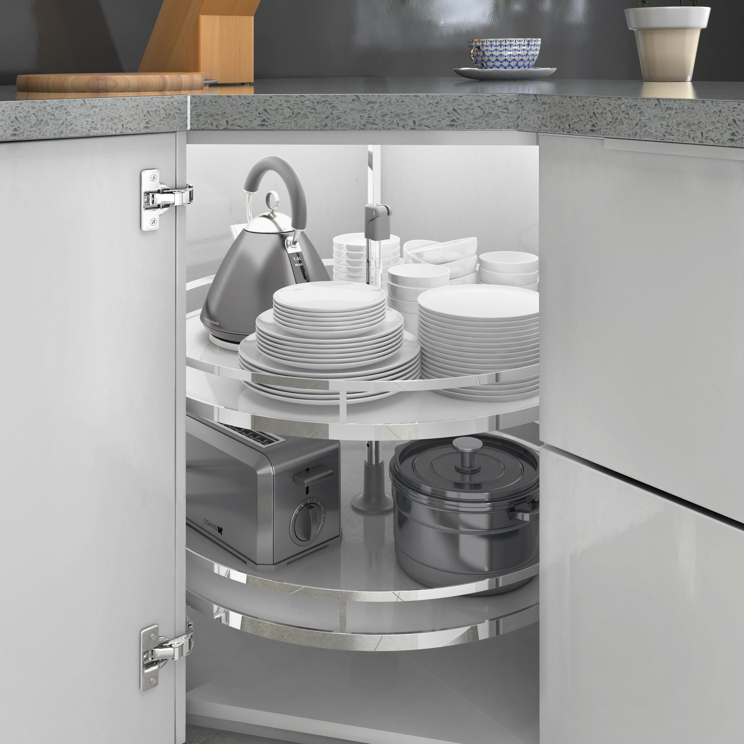 360*Corner Carousel Kitchen Wood Cabinet Shelf Organizer