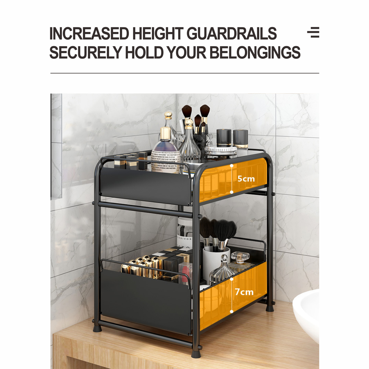 Under Sink Organizer Bathroom Sink 2 Tier Bath Collection Baskets Under Sink Shelf Kitchen multi-functional iron drainage single