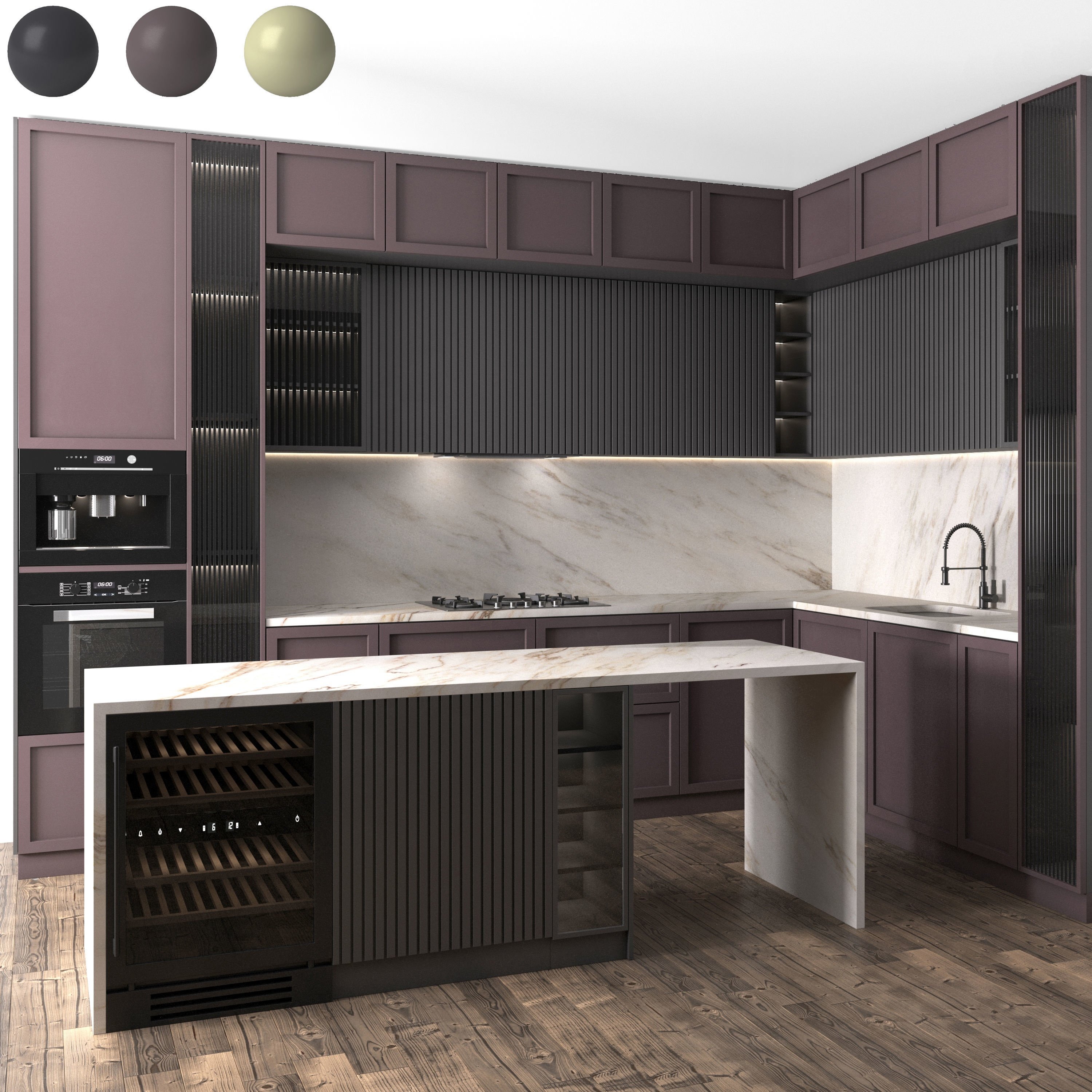 PA hpl laminate plywood kitchen island table quartz countertop focus on cabinet design