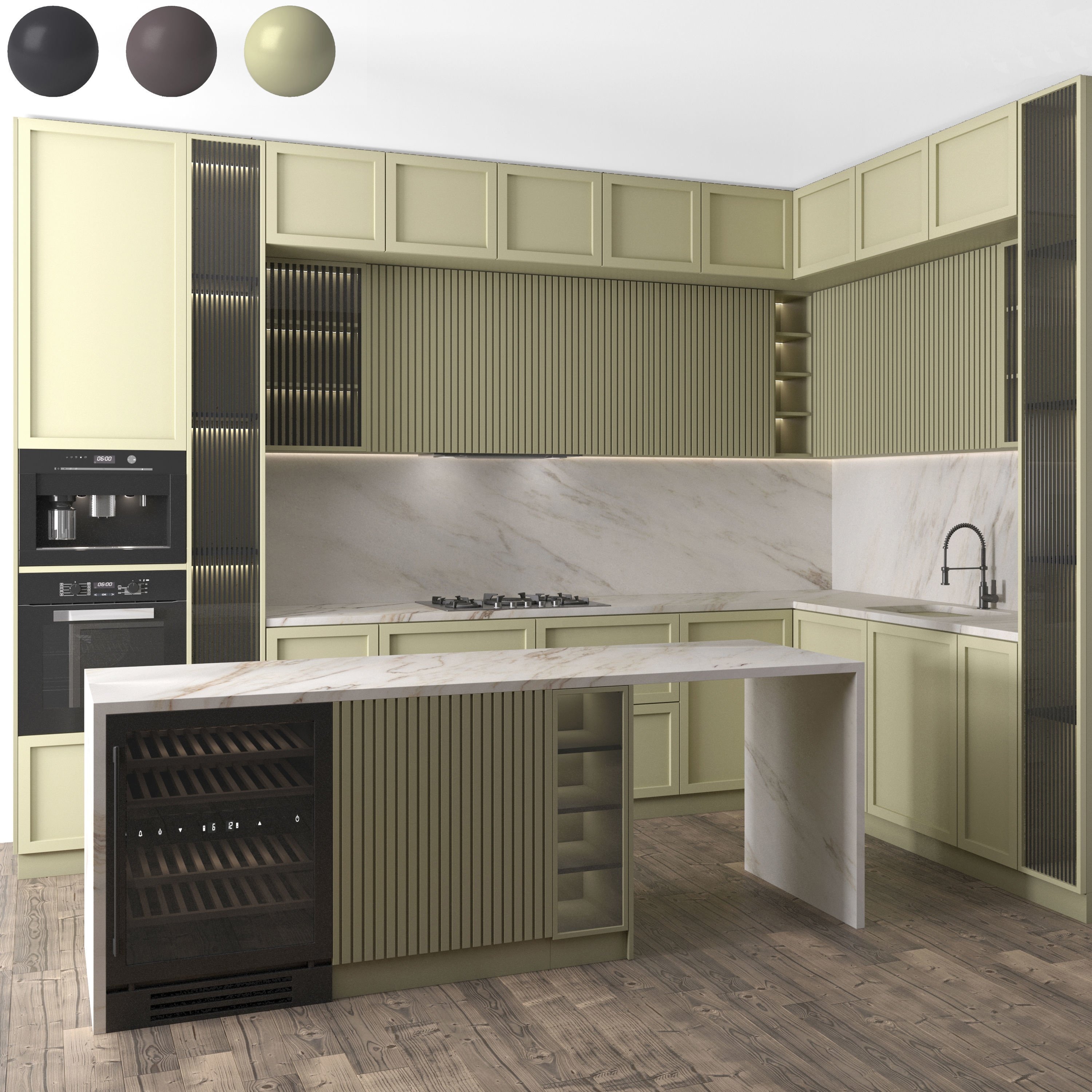 PA hpl laminate plywood kitchen island table quartz countertop focus on cabinet design
