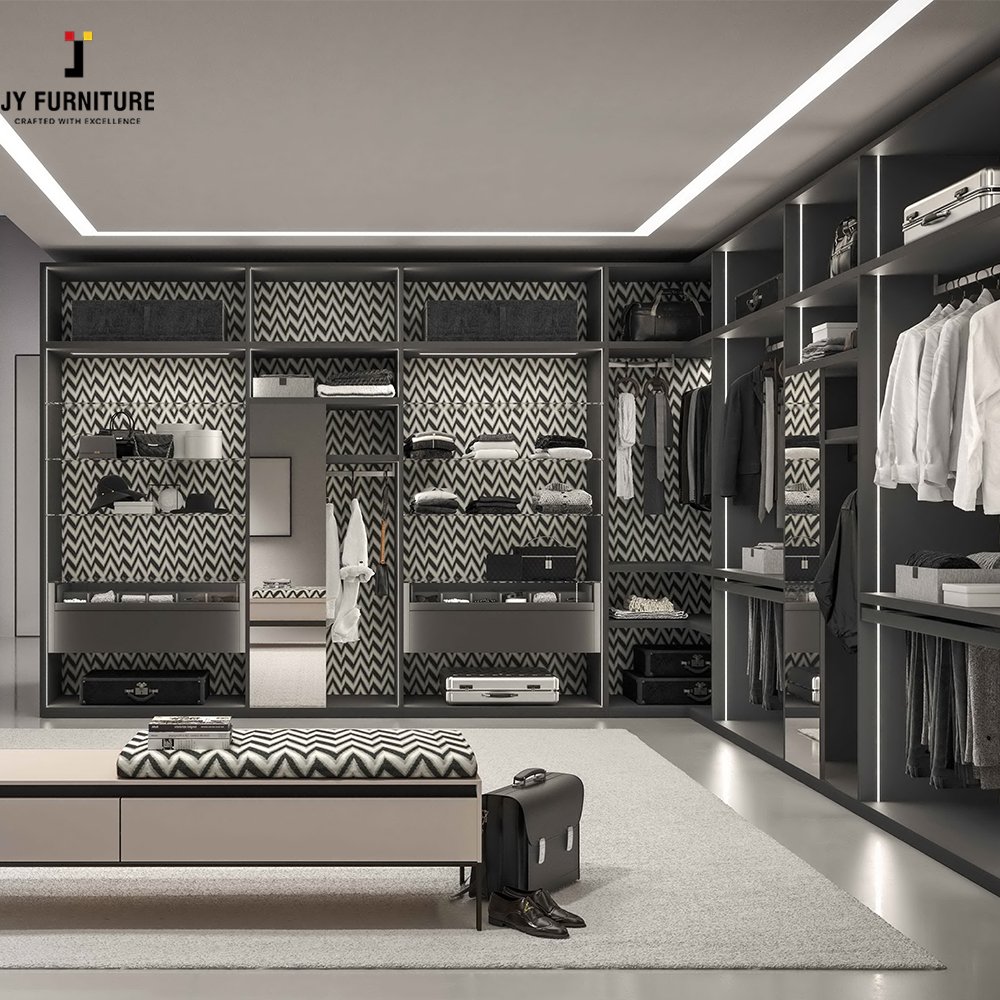 JY Furniture Hot Selling Factory Price High Gloss Custom Size Hardwood Wardrobes From Vietnam
