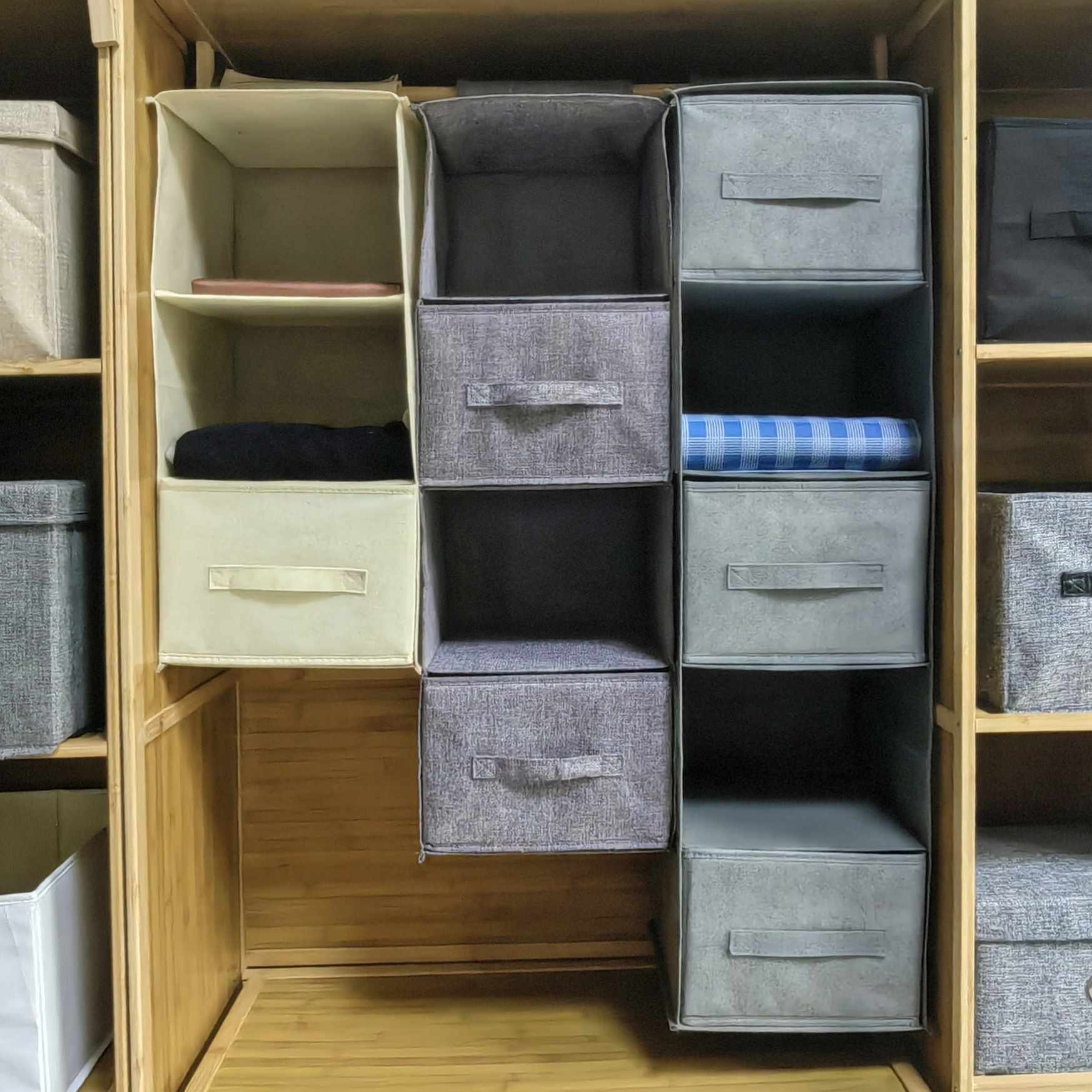 New fabric Storage Basket Closet Organizer Wardrobe Large Capacity Hanging Cabinet Organizer Storage Bag