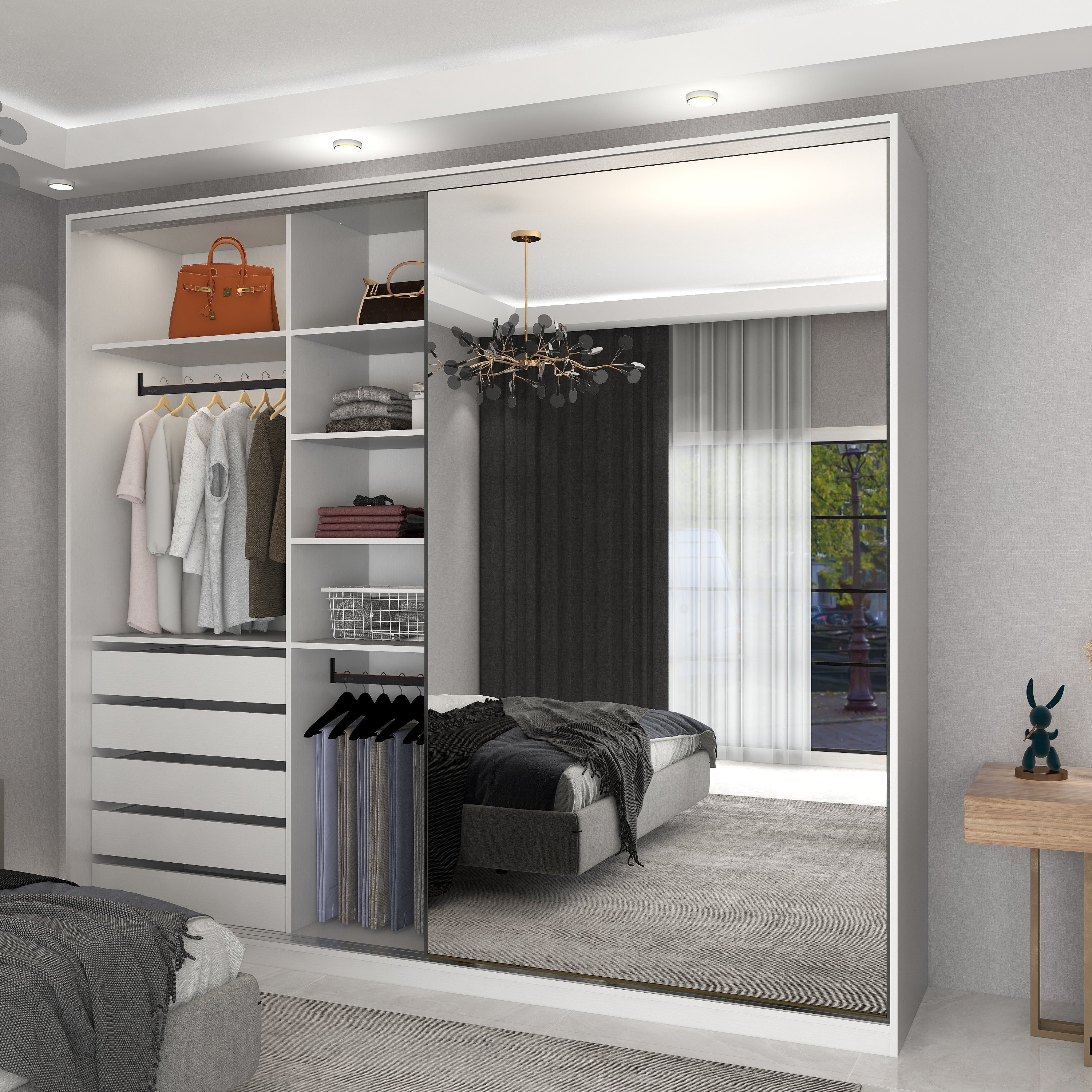 2024 modern walk in closet wardrobe Custom design European style bedroom furniture modern walk in closet bedroom cupboard
