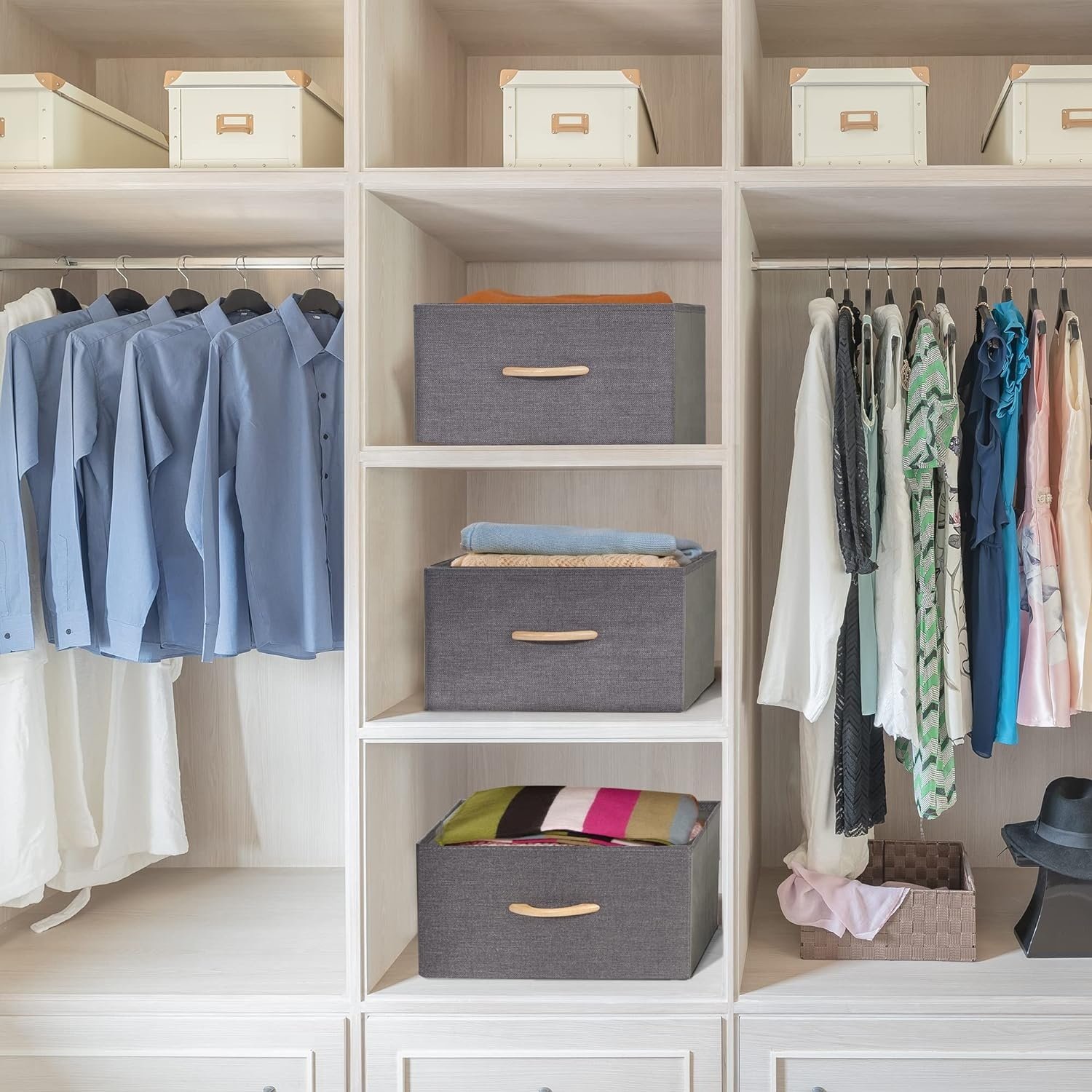 Household Foldable Clothing Toy Magazine Organizer Handle Fabric Storage Drawers Wardrobe Basket Storage Living Room Sundries