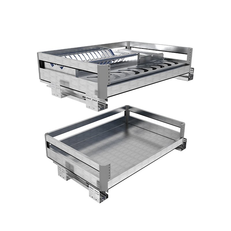 Stainless steel No finger print Kitchen drawer basket kitchen design pull out storage basket in cabinet