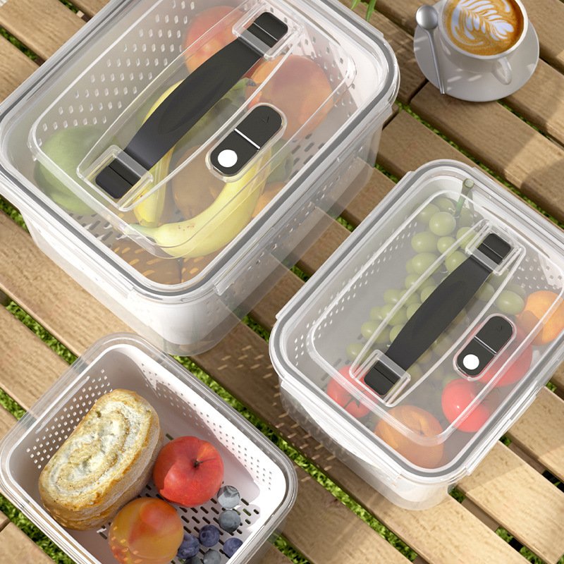 Products That More Sell Leakproof Drain Plastic Transparent Kitchen Organizer Food Storage Containers Boxes With Lid For Kitchen