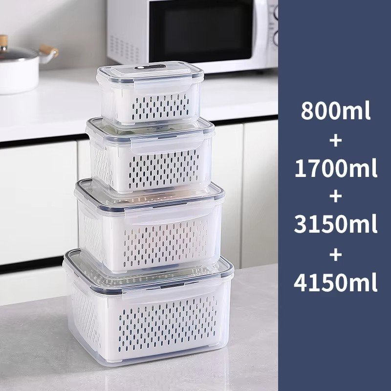 Products That More Sell Leakproof Drain Plastic Transparent Kitchen Organizer Food Storage Containers Boxes With Lid For Kitchen