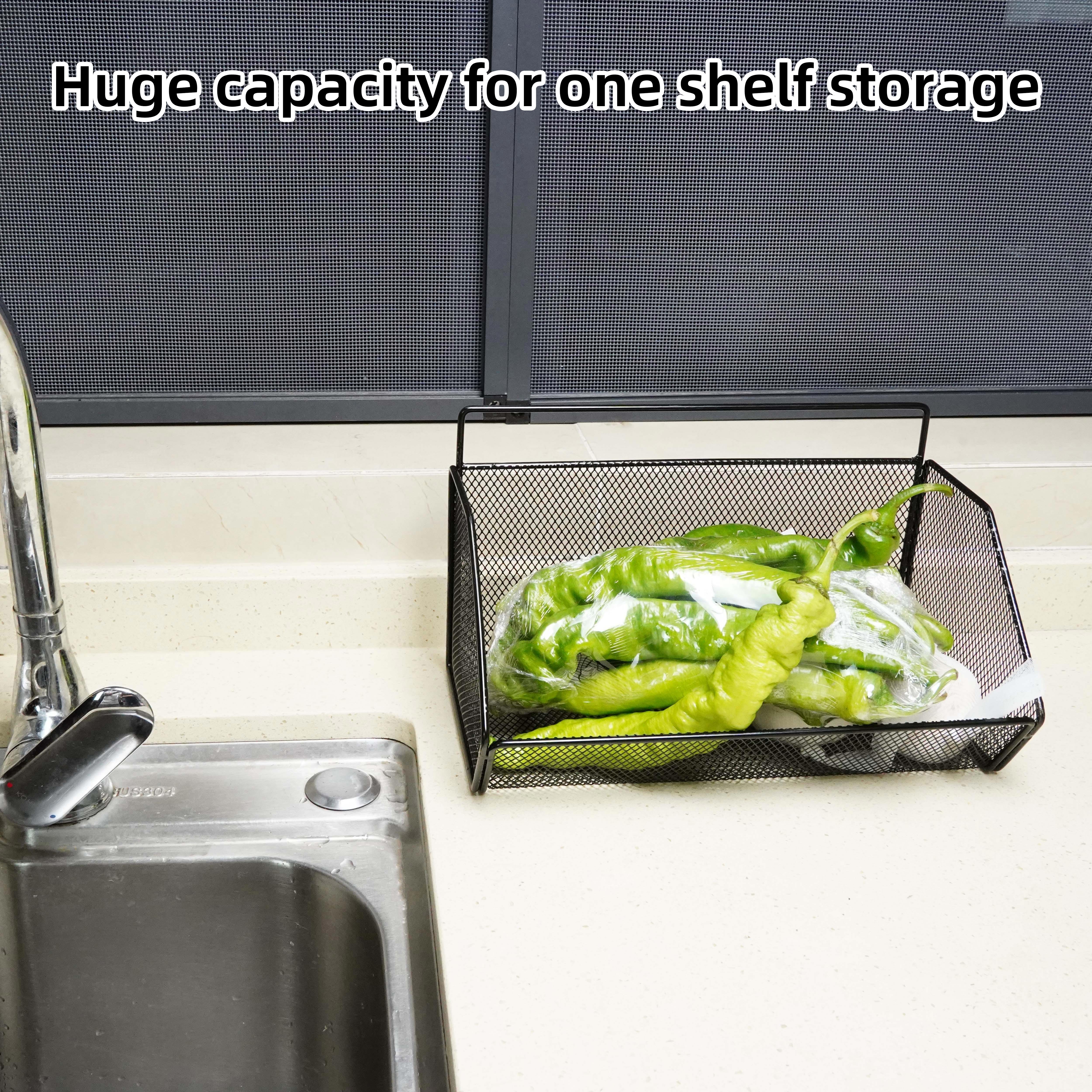 Kitchen Large Cabinet Wall Mounted Basket For Storage Organization Rustic Decor Sturdy Steel Wire Storage Bin