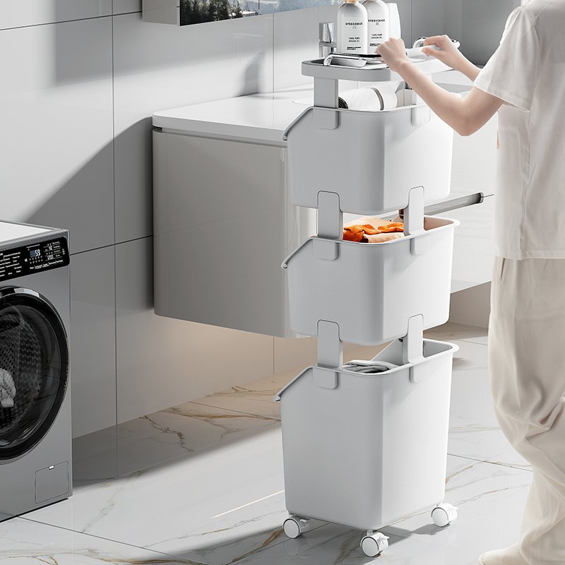 Wannuo Plastic Storage Drawers & Carts Large Capacity Thickened 2/3 Layer Hollowed Storage Rack for Bathroom