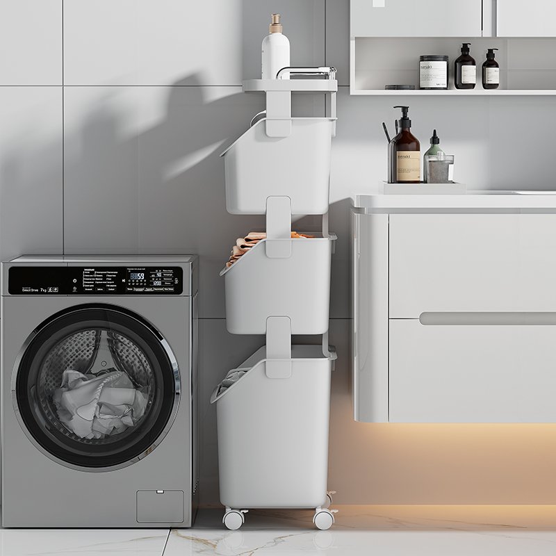 Wannuo Plastic Storage Drawers & Carts Large Capacity Thickened 2/3 Layer Hollowed Storage Rack for Bathroom