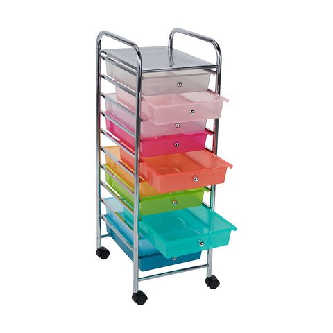 White Colors 10 Drawers Rolling Organizer Cart Storage Box Mobile Trolley Storage Organizer