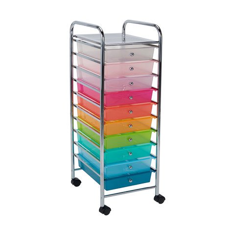 White Colors 10 Drawers Rolling Organizer Cart Storage Box Mobile Trolley Storage Organizer