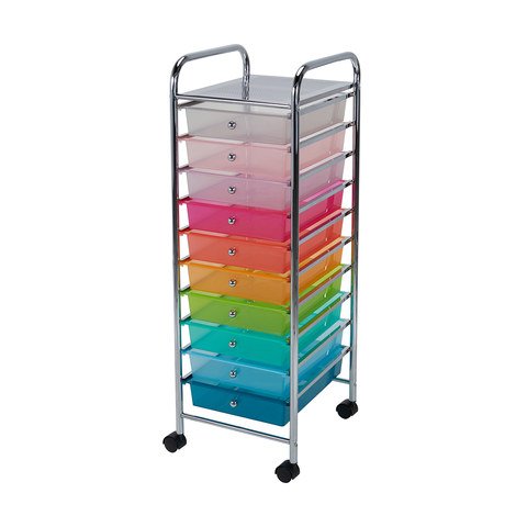 White Colors 10 Drawers Rolling Organizer Cart Storage Box Mobile Trolley Storage Organizer