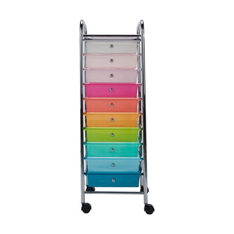 White Colors 10 Drawers Rolling Organizer Cart Storage Box Mobile Trolley Storage Organizer