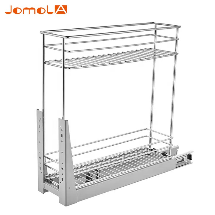 Narrow style kitchen cabinet spice storage rack pull out drawer basket with soft closing rails