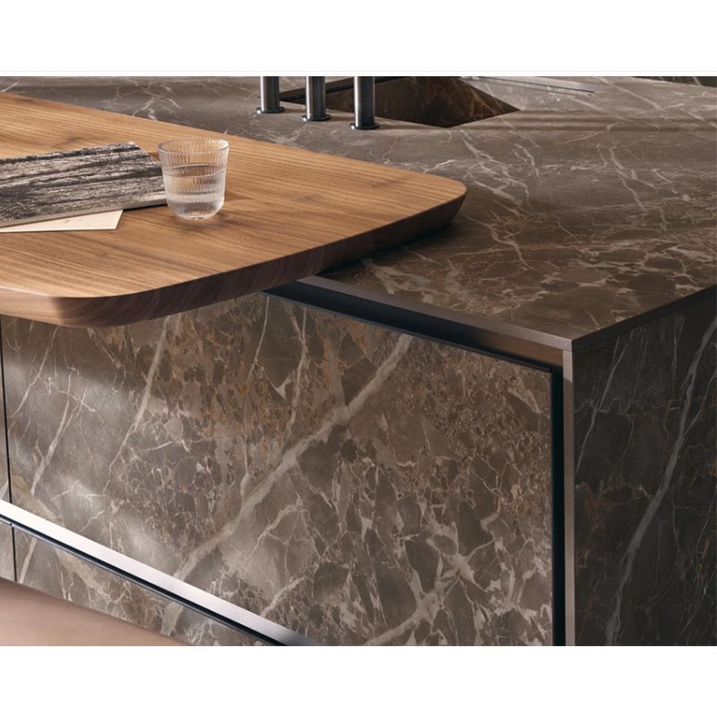 Kejahome European Style White High Gloss UV Acrylic Modern Particle Board Marble Full Set Whole Kitchen Cabinet