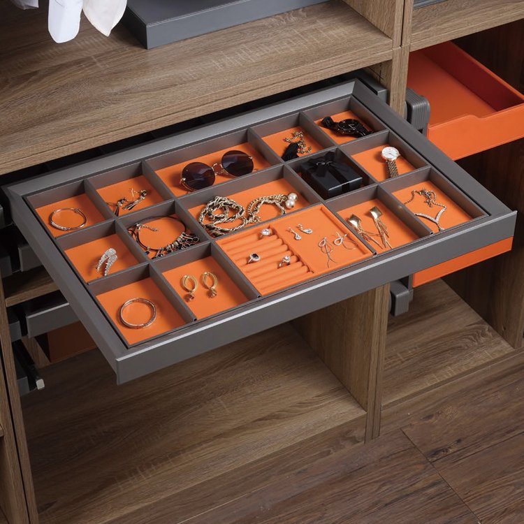 Wardrobe Closet Jewelry Organizers Jewelry leather Drawer box for Wardrobe accessories