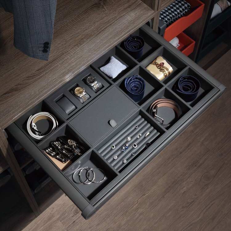 Wardrobe Closet Jewelry Organizers Jewelry leather Drawer box for Wardrobe accessories