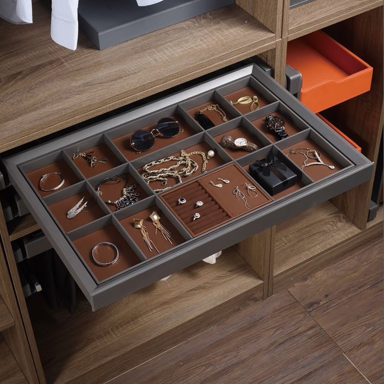 Wardrobe Closet Jewelry Organizers Jewelry leather Drawer box for Wardrobe accessories