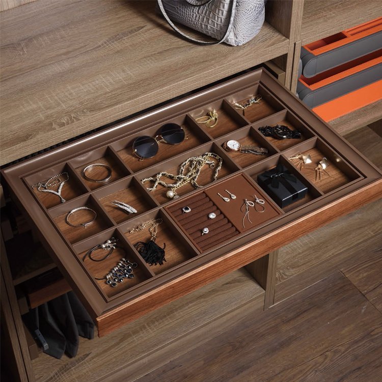 Wardrobe Closet Jewelry Organizers Jewelry leather Drawer box for Wardrobe accessories