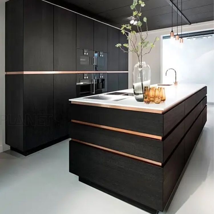 2024 Latest Trend Design Cheap Modern Kitchenette Melamine White Black Pink Custom Kitchen Cabinet For Sale