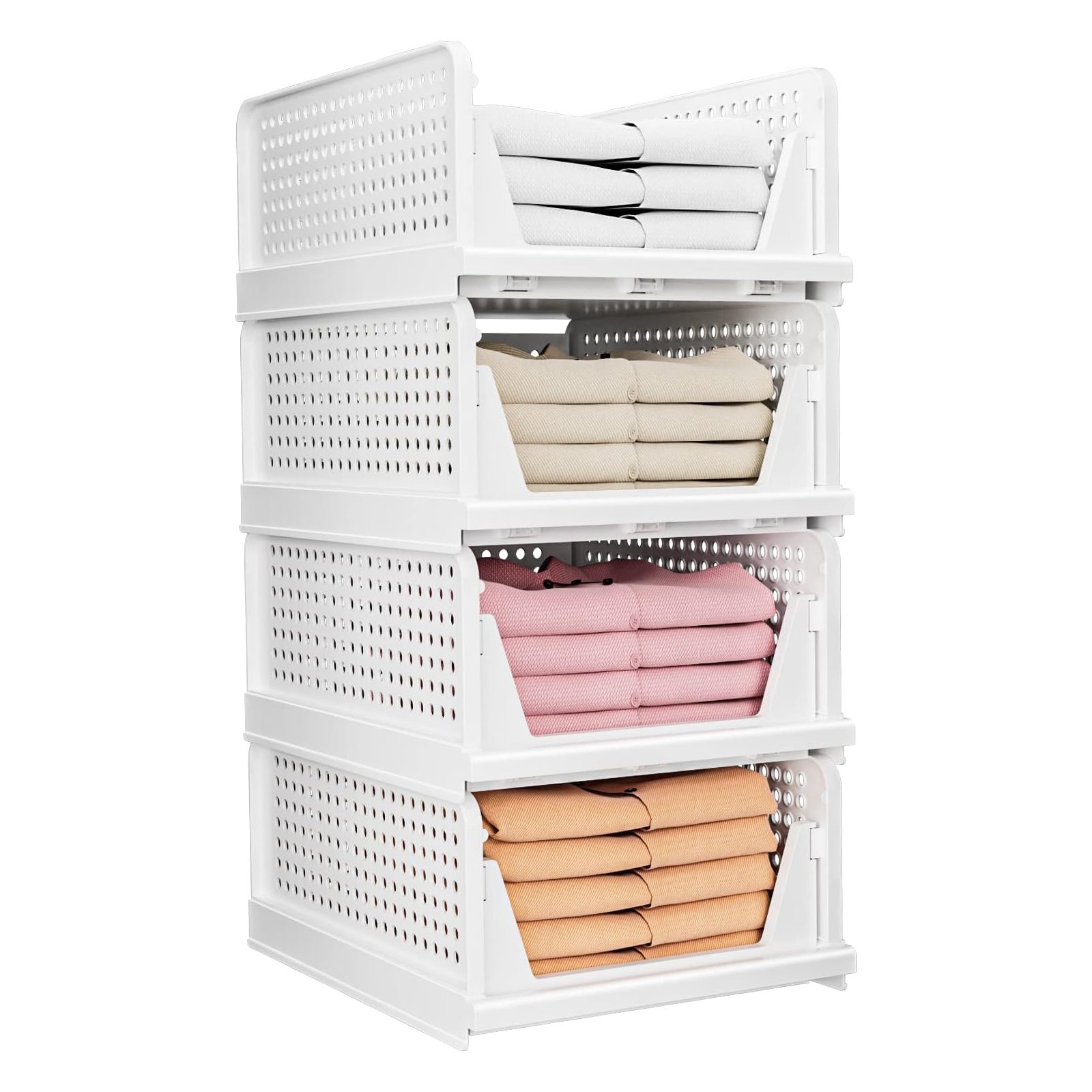 1pc 14CM stackable foldable folding wardrobe clothes closet organizer storage drawers dividers box plastic baskets bin cube