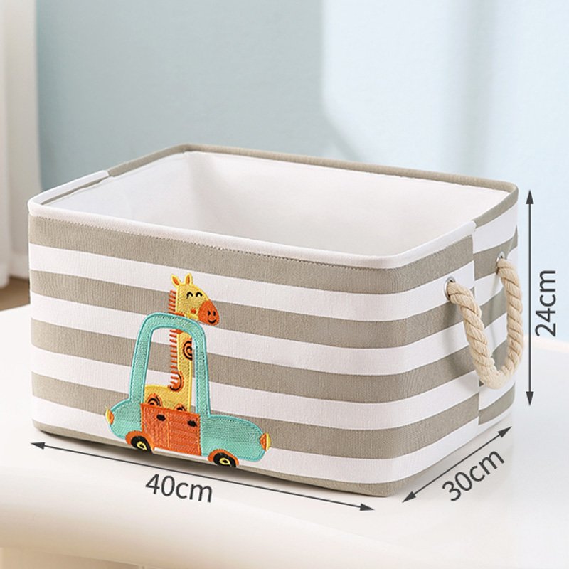 Embroidery Design Fabric Basket Children's Toys Storage Bin Collapsible Laundry Hamper Clothes Foldable Storage Basket