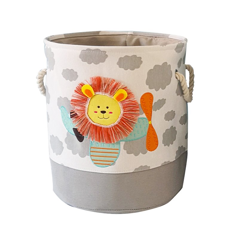 Embroidery Design Fabric Basket Children's Toys Storage Bin Collapsible Laundry Hamper Clothes Foldable Storage Basket
