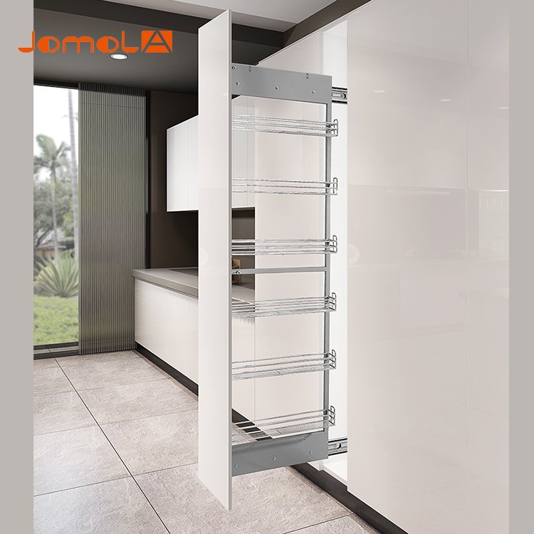 Fashion tall unit kitchen cabinet pantry organizer wire basket