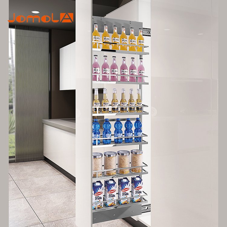 Fashion tall unit kitchen cabinet pantry organizer wire basket