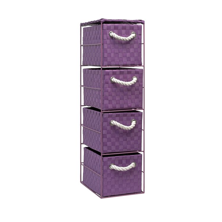 PP strap woven storage basket Multiple Color Optional Office Home Four-layer PP Woven Drawer Storage Basket