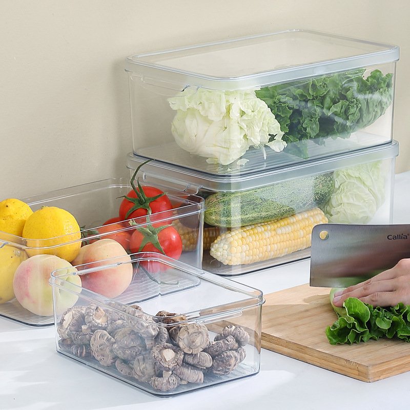 Hot Selling Large Capacity Transparent Sealed Refrigerator Storage Box Drawer Style Kitchen Egg PET Food Preservation Box
