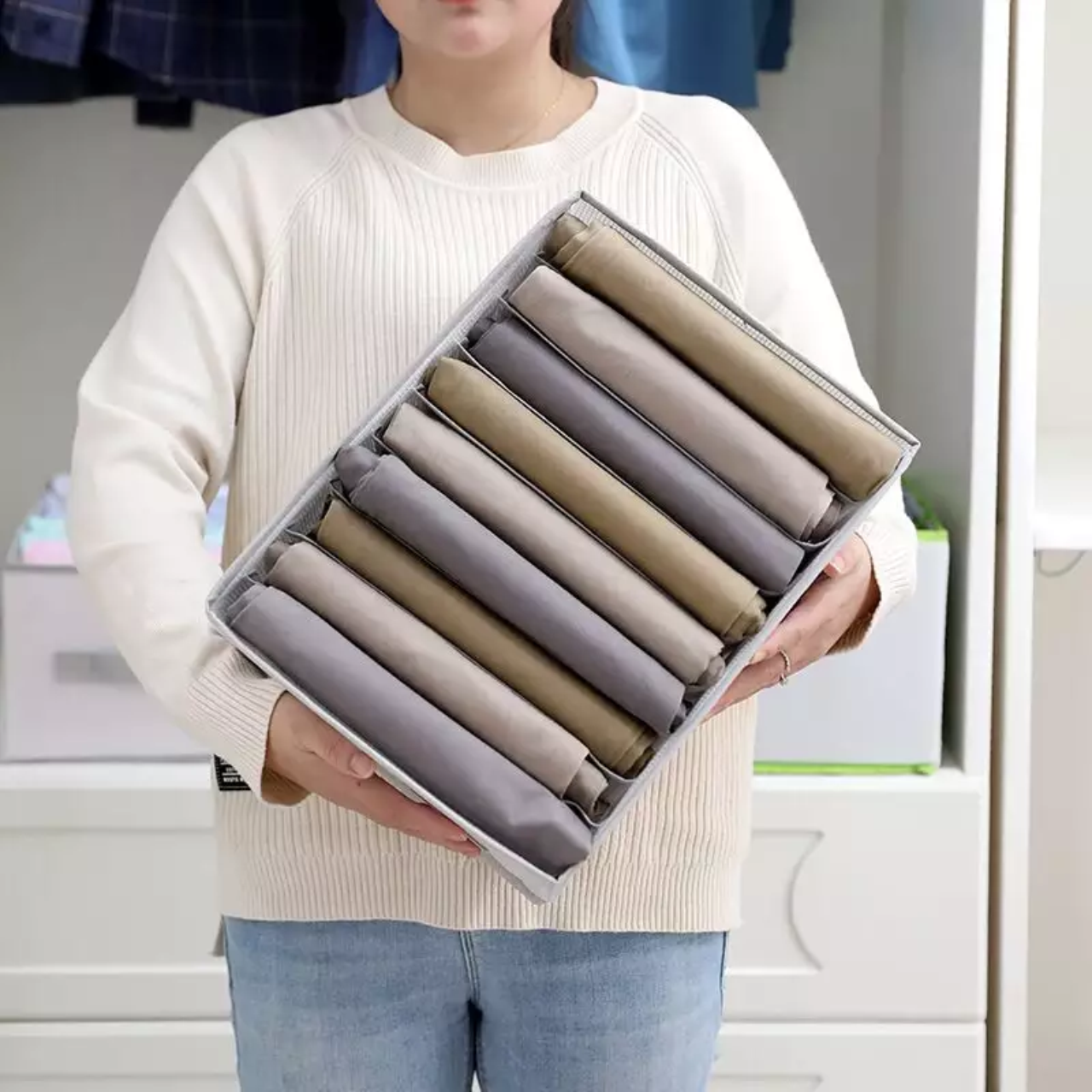 Home closet foldable hand withdrawal clothes pants storage box large capacity drawer grid storage compartment organizer