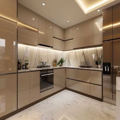Wholesale Modern Style Complete Kitchen Cabinets Set Gloss Minimalist Kitchen Cabinets With LED Lights