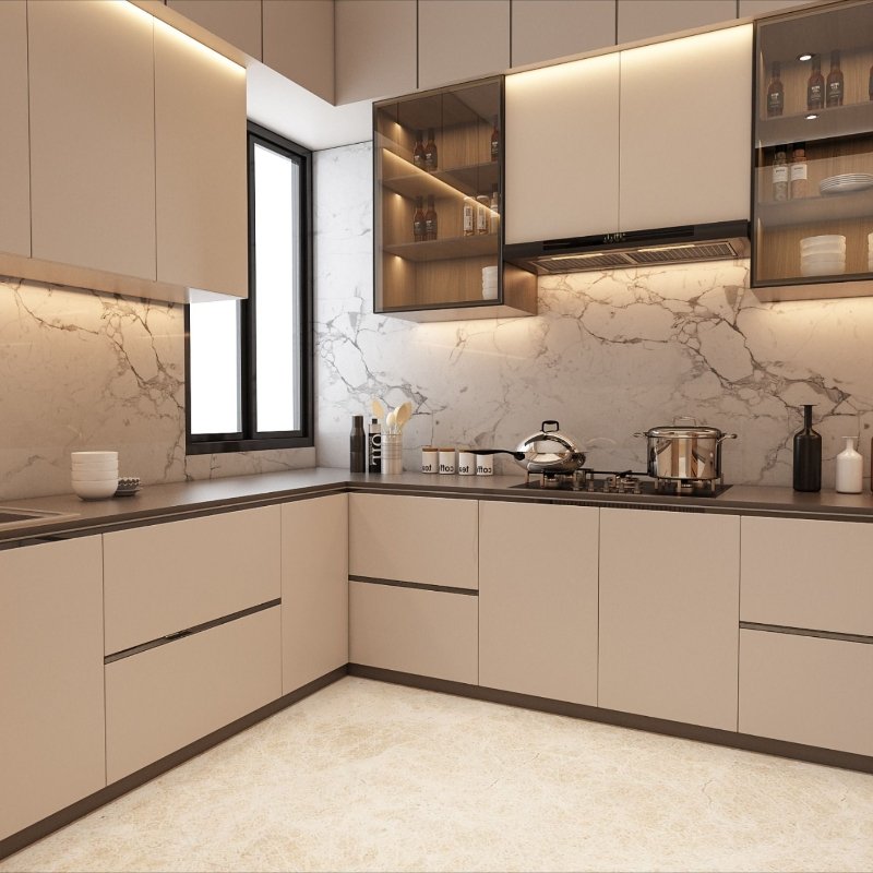 Wholesale Modern Style Complete Kitchen Cabinets Set Gloss Minimalist Kitchen Cabinets With LED Lights