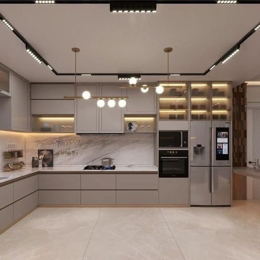 Wholesale Modern Style Complete Kitchen Cabinets Set Gloss Minimalist Kitchen Cabinets With LED Lights
