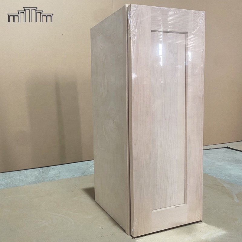 Wholesale Single Door Solid Wood Unfinished Kitchen Wooden Wall Upper Pantry Cabinets With Soft Close Hinge Adjustable Shelf