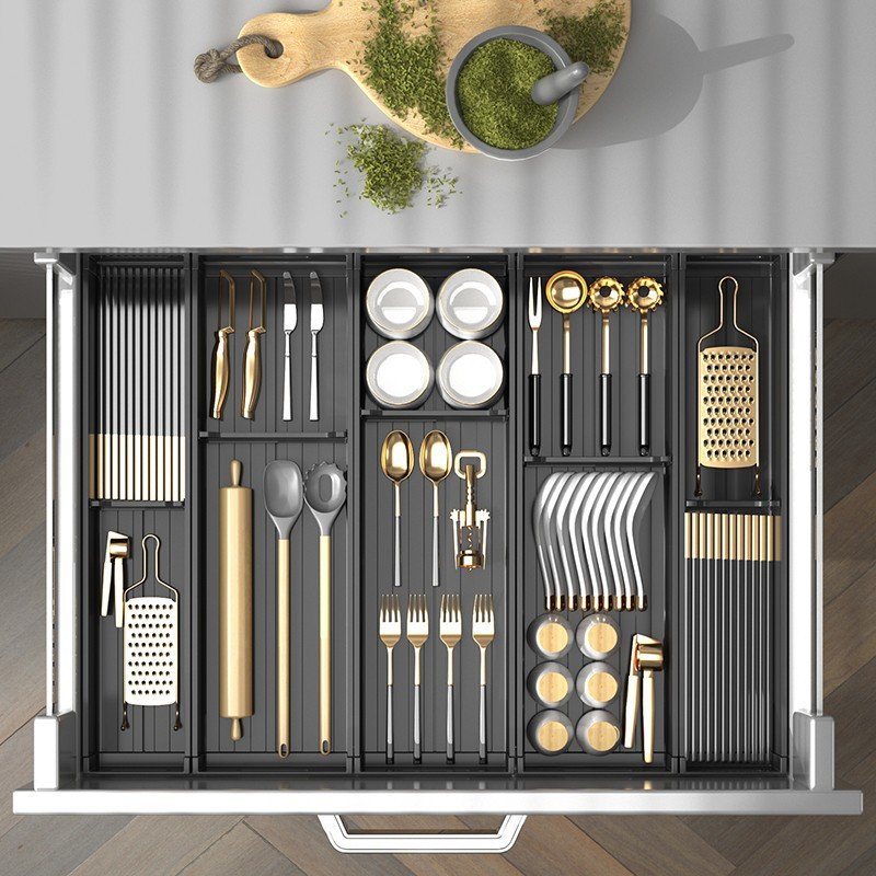 Kitchen drawer divider cutlery storage box household cabinet built-in partition knife and fork chopsticks rack kitchen