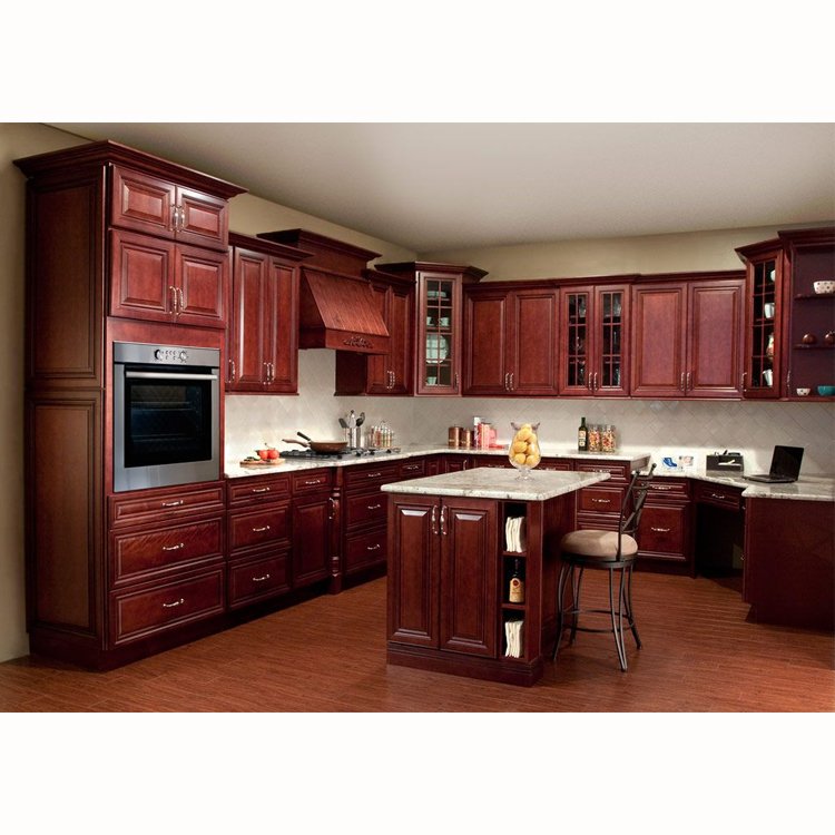Luxury mahogany unfinished solid wood modular island cabinet ideas designs for sale antique kitchen cabinets