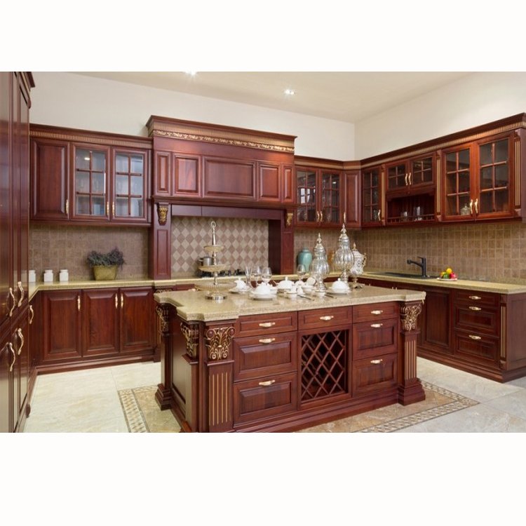 Luxury mahogany unfinished solid wood modular island cabinet ideas designs for sale antique kitchen cabinets