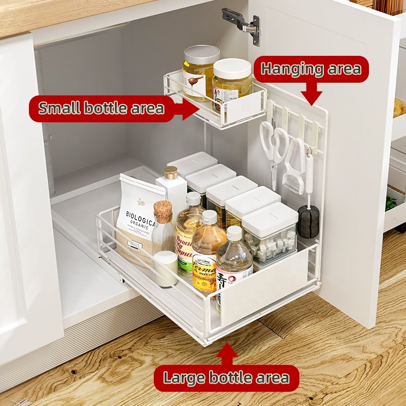 Save space detachable drawer type kitchen sink cabinet metal storage rack