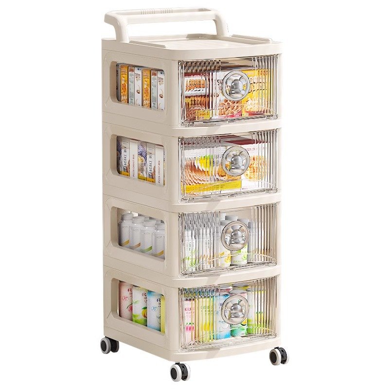 Trolley floor kitchen rack movable multi-storey Movable portable shelf Book Storage Rack Cabinet Household Baby Products