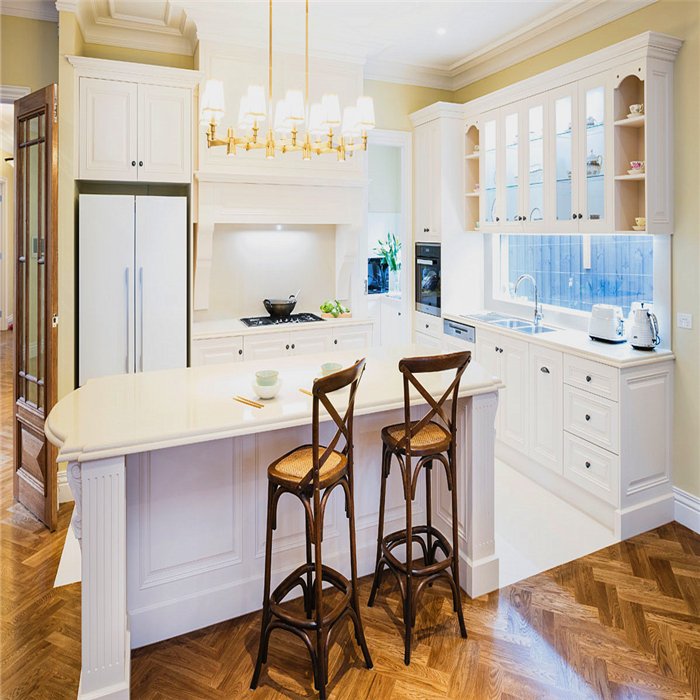 Luxury Classical Style American cabinets complete sets Cherry Solid Wood Kitchen cabinets ready to assemble