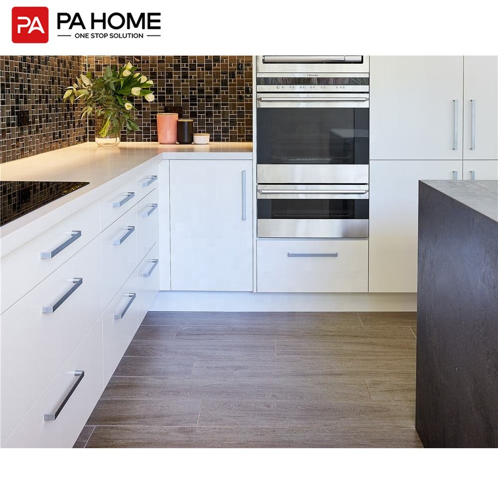 PA vintage island style white lacquer wooden modern modular kitchen cabinets