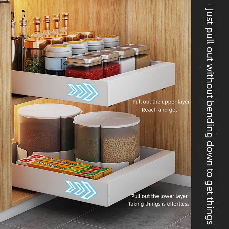 Hot Sell Slide Out Kitchen Cabinet Organizer Heavy Duty Storage Drawer Expandable Pull Out Cabinet Organizer Basket Drawer