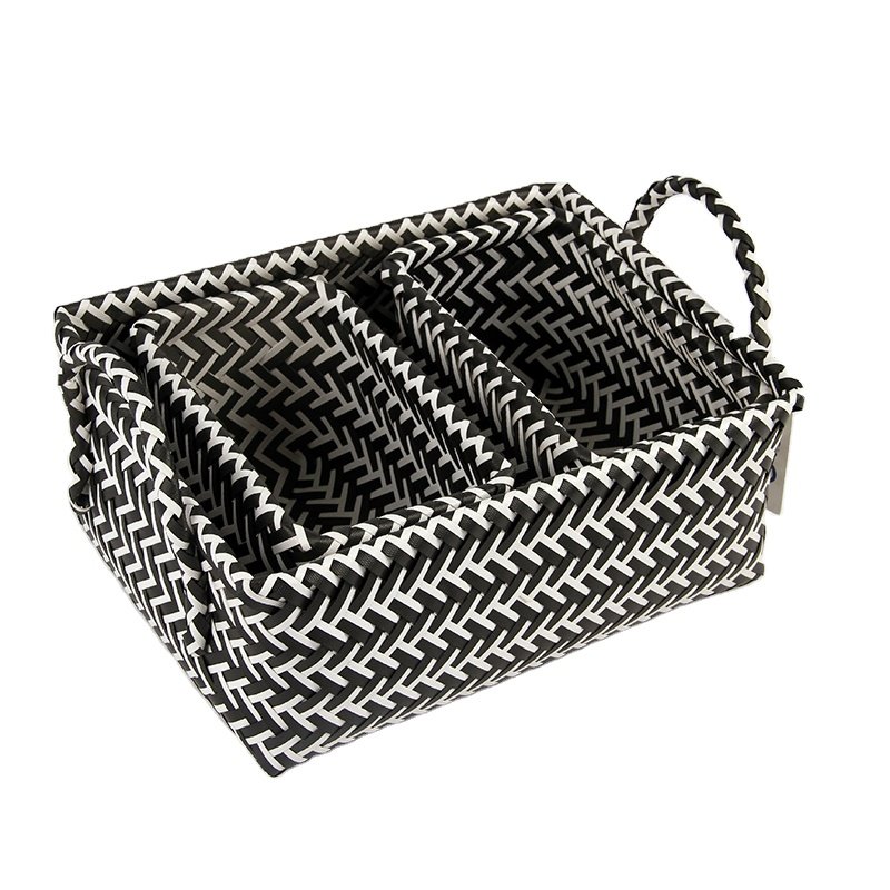 3pcs woven plastic basket / Handmade storage basket/ PP basket household furniture decor home storage drawer organizer