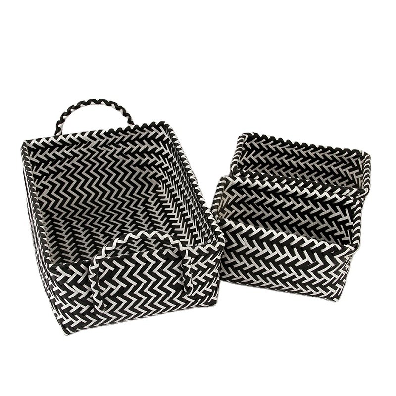 3pcs woven plastic basket / Handmade storage basket/ PP basket household furniture decor home storage drawer organizer