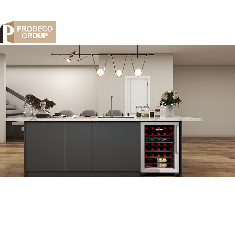 European Black Color Glass Automatic Cheap Kitchen Sink Cabinets Design with Elevator Drawer Basket for Project