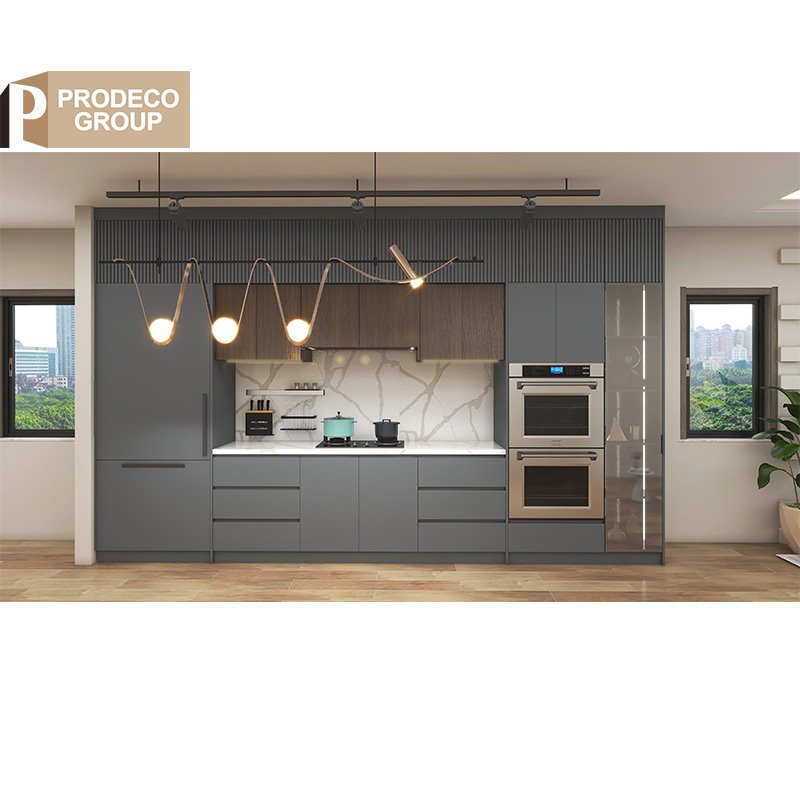 European Black Color Glass Automatic Cheap Kitchen Sink Cabinets Design with Elevator Drawer Basket for Project