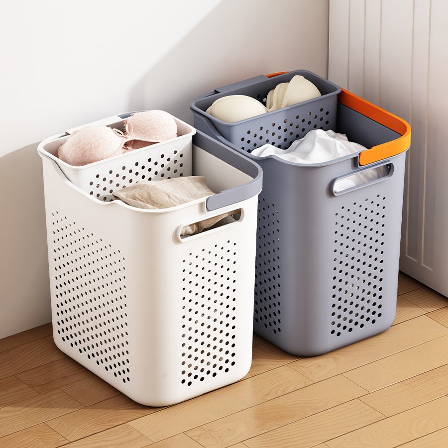 Portable Dirty Clothes Basket Basket Home Breathable Dirty Clothes Plastic Laundry Basket for Dormitory Bathroom